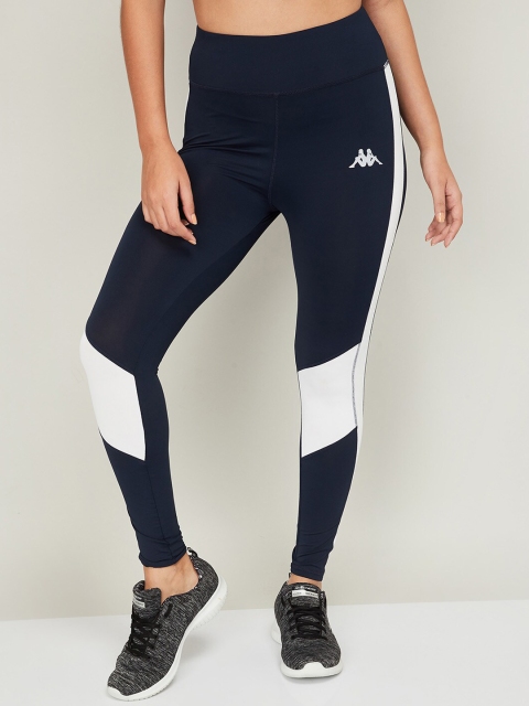 

Kappa Women Navy Blue & White Colourblocked Tights