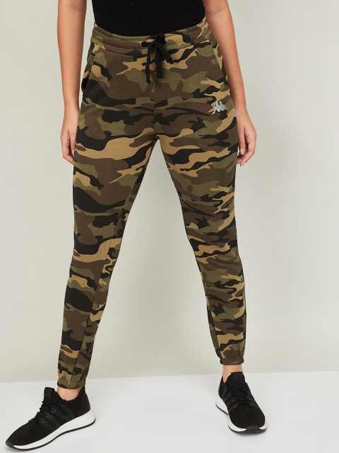 

Kappa Women Olive Green & Beige Camouflage Printed Cotton Joggers