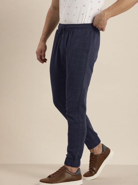 

Invictus Indoor Men Navy Blue Checked Knitted Joggers