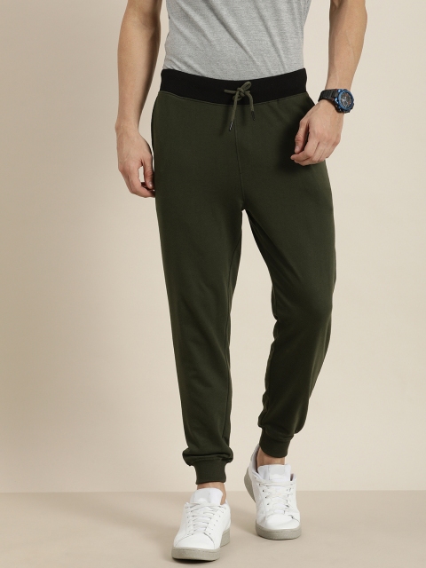 

Invictus Indoor Men Olive Green Solid Mid-Rise Joggers