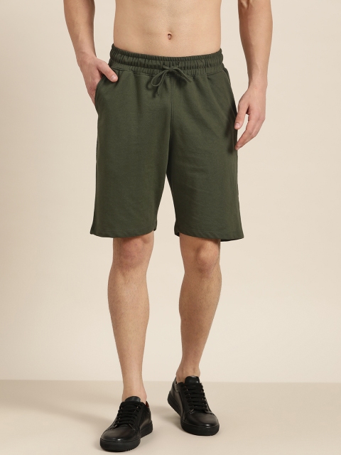 

Invictus Indoor Men Olive Green Solid Above Knee Mid Rise Elasticated Regular Shorts
