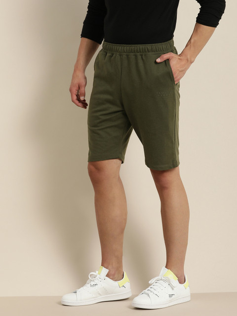

Invictus Indoor Men Olive Green Solid Regular Fit Mid-Rise Regular Shorts