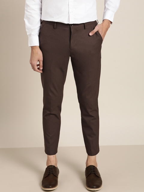 

INVICTUS Men Coffee Brown Solid Slim Fit Knitted Formal Trousers