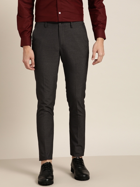 

INVICTUS Men Charcoal Grey Solid Slim Fit Formal Trousers