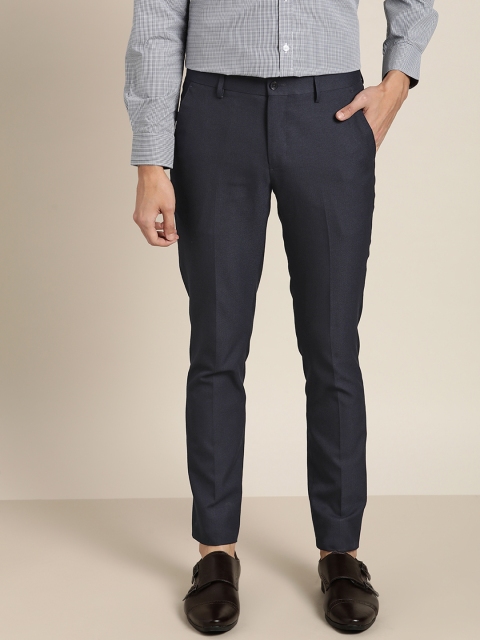 

INVICTUS Men Navy Blue Solid Slim Fit Formal Trousers