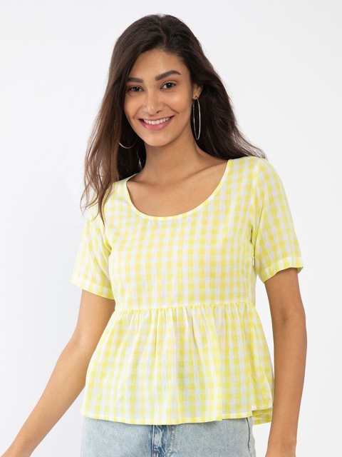 

Zink London Yellow Checked Regular Top
