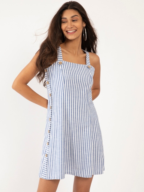 

Zink London White Striped A-Line Dress