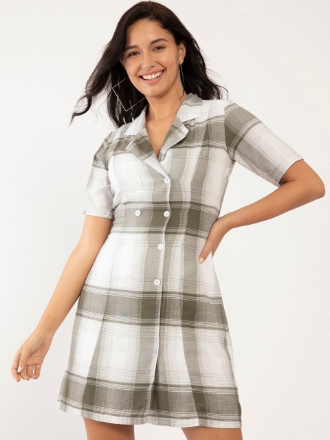 

Zink London White Checked Shirt Dress