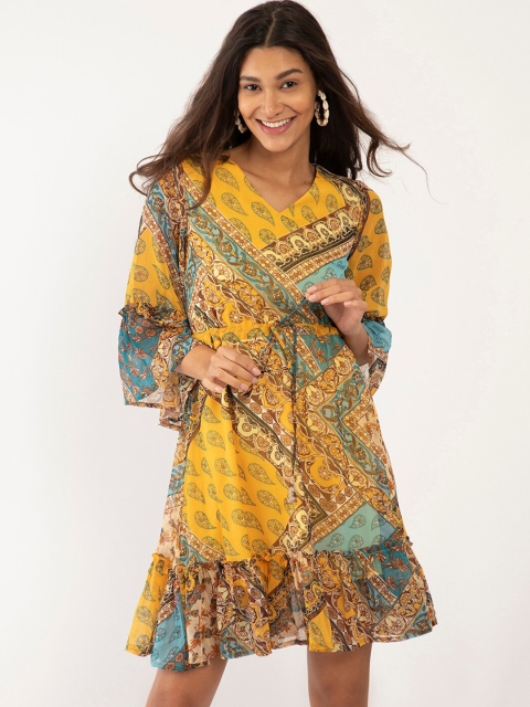 

Zink London Yellow Ethnic Motifs Dress