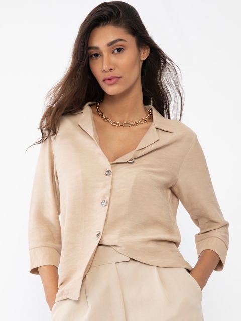 

Zink London Women Beige Opaque Casual Shirt