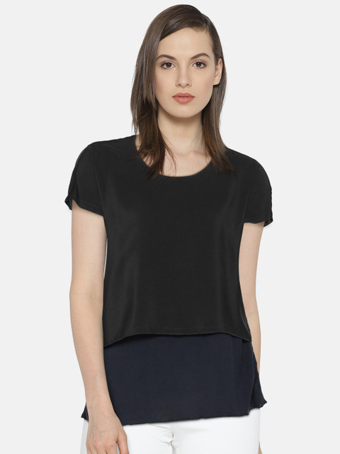 

United Colors of Benetton Women Black Solid Layered Top