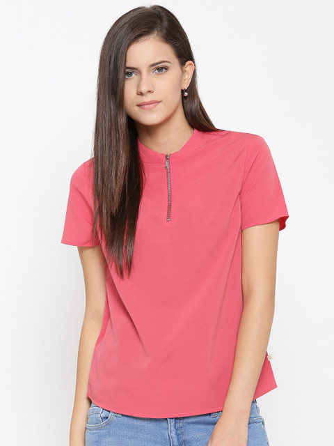 

United Colors of Benetton Women Coral Pink Solid Top