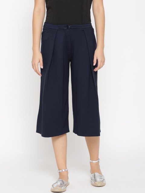 

United Colors of Benetton Women Navy Solid Culottes, Navy blue