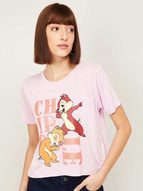 

Ginger by Lifestyle Women Pink Printed T-shirt