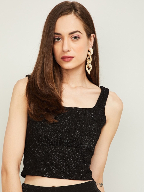 

Ginger by Lifestyle Black Fitted Crop Top