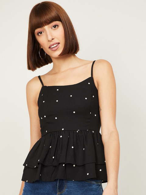 

Ginger by Lifestyle Black Embellished Peplum Top