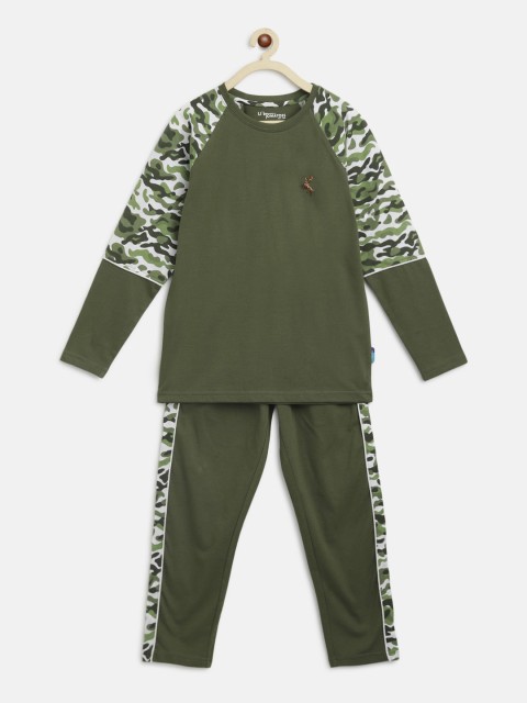 

Lil Tomatoes Boys Olive Camouflage Night suit