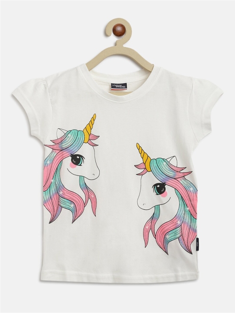 

Lil Tomatoes Girls White & Pink Regular Top