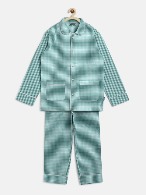 

Lil Tomatoes Boys Green & White Checked Night suit
