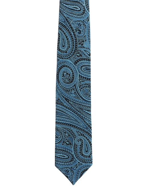 

Alvaro Castagnino Men Black & Turquoise Blue Woven Design Broad Tie