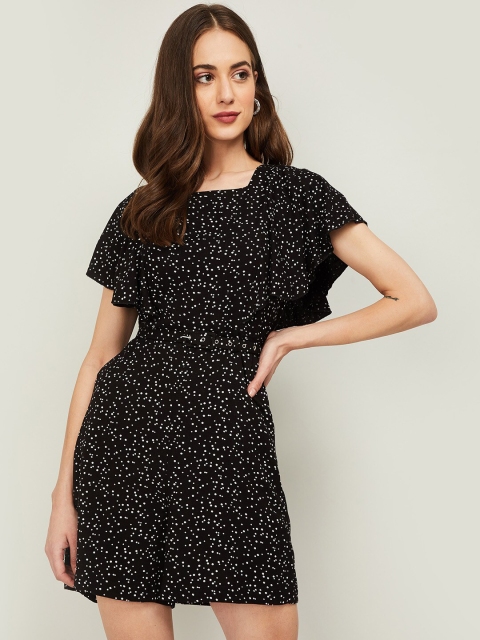

CODE by Lifestyle Black & White Linen Printed with Ruffles Jumpsuit