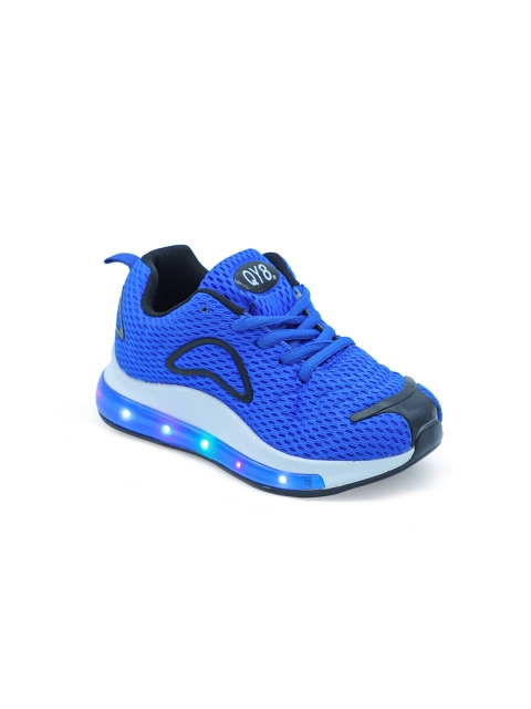 

FEETWELL SHOES Unisex Kids Blue Woven Design Sneakers With Lights