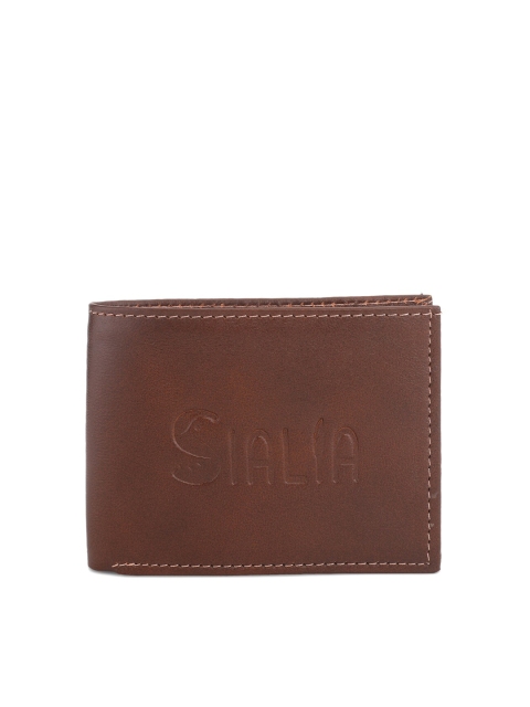 

SIALIA Men Brown Textured Leather Two Fold Wallet