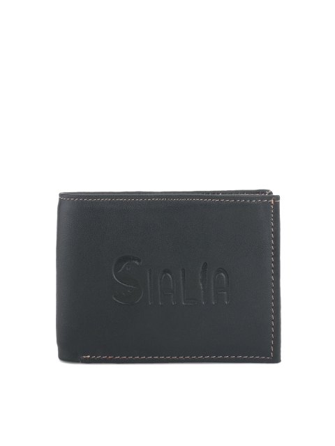 

SIALIA Men Green & Tan Textured Leather Two Fold Wallet