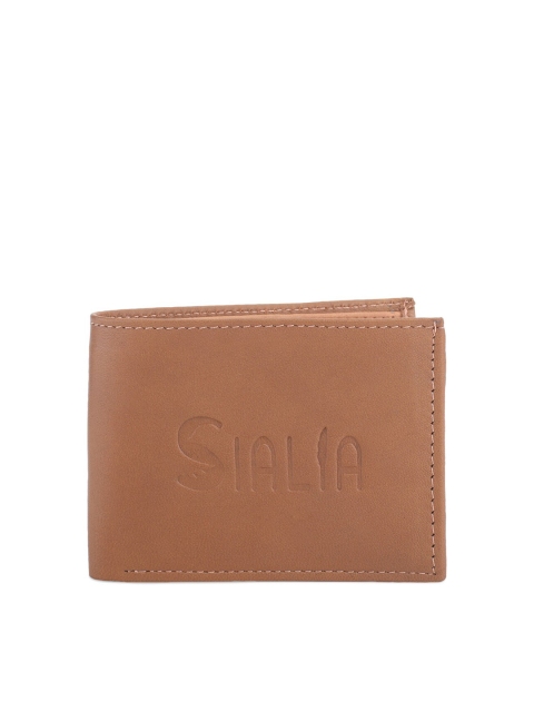 

SIALIA Men Tan Textured Leather Two Fold Wallet
