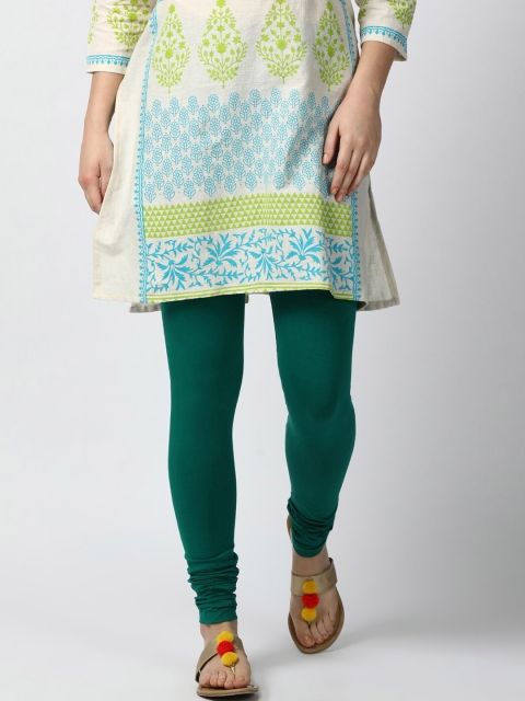 

GOLDSTROMS Women Green Solid Cotton Churidar-Length Leggings