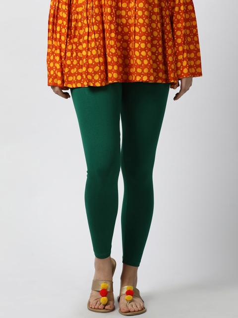 

GOLDSTROMS Women Green Solid Ankle-Length Leggings