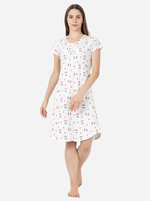 

GOLDSTROMS Women Off White Printed Sleep Shirt