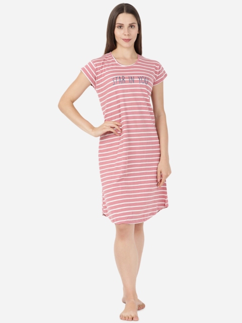 

GOLDSTROMS Women Pink & White Striped Sleep Shirt