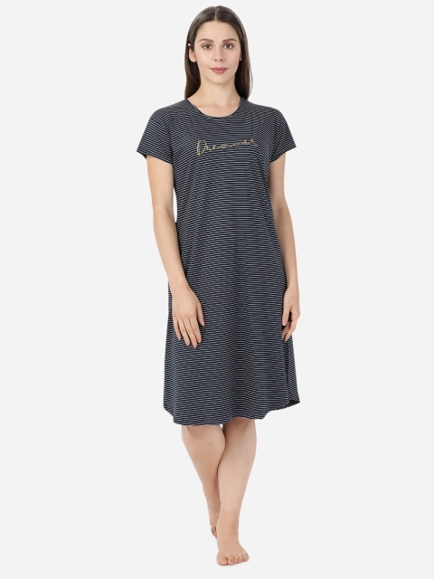 

GOLDSTROMS Women Navy Blue & White Striped Sleep Shirt