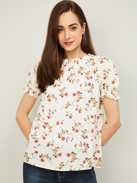 

Fame Forever by Lifestyle White & Pink Floral Printed Top