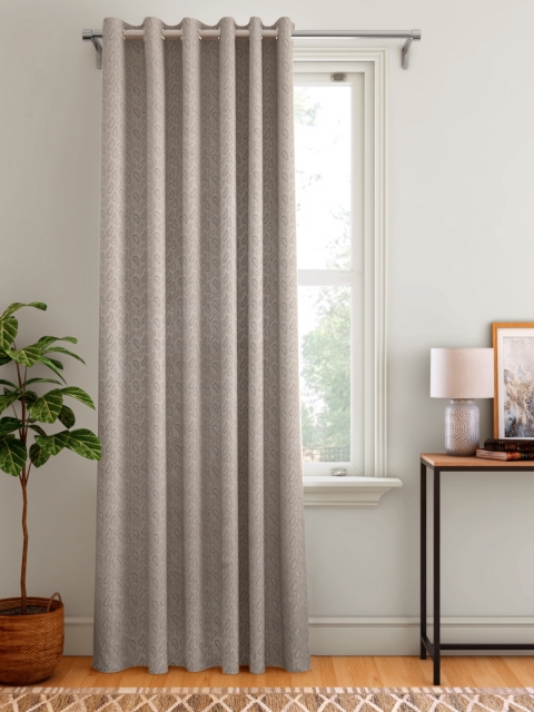 

Aura Grey Leaf Patterned Door Curtain