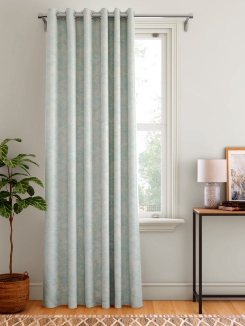 

Aura Blue Floral Patterned Door Curtain