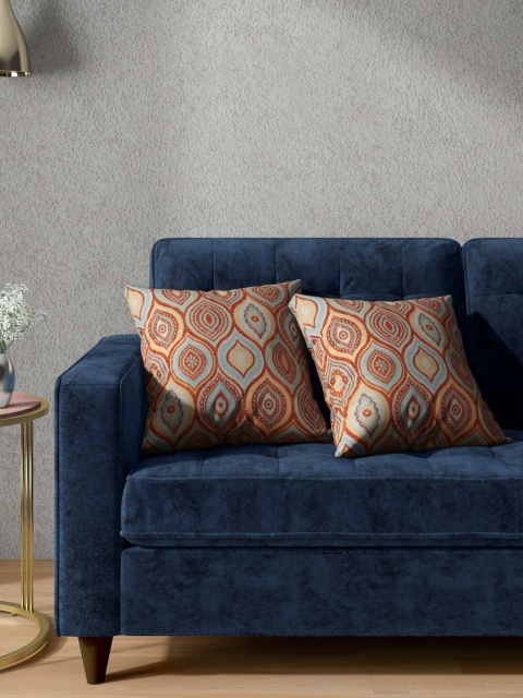 

Aura Rust Orange & Beige Set of 2 Ethnic Motifs Square Cushion Covers