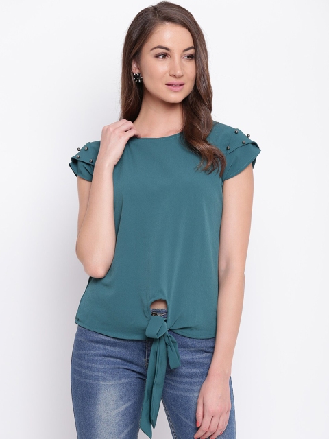 

Mayra Green Front Knot Regular Top