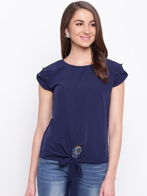 

Mayra Blue Front Knot Top