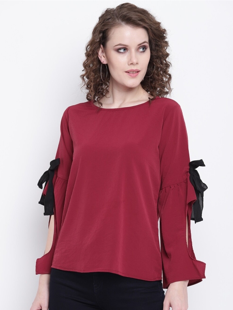 

Mayra Maroon & Black A-Line Top