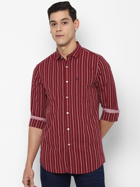 

Allen Solly Men Maroon Slim Fit Opaque Striped Casual Shirt