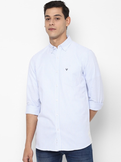 

Allen Solly Men Blue Slim Fit Pinstripes Opaque Striped Casual Shirt