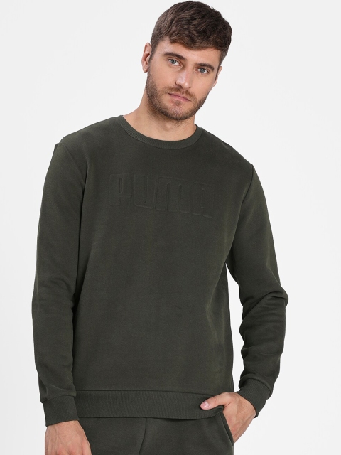 

Puma Men Olive Printed Modern Basics Crew Neck Sweatshirt