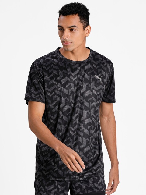 

Puma Men Black & Grey Printed Performance Training Relaxed T-shirt