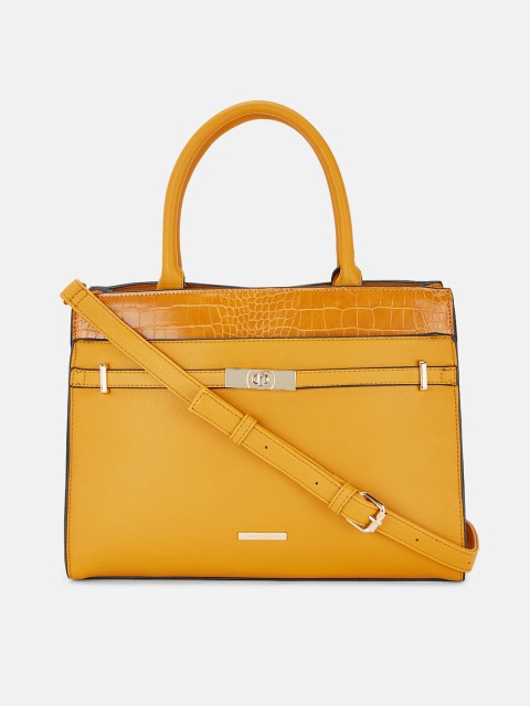 

Forever Glam by Pantaloons Mustard Yellow Structured Handheld Bag