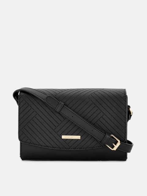 

Forever Glam by Pantaloons Black Leather Structured Sling Bag with Quilted