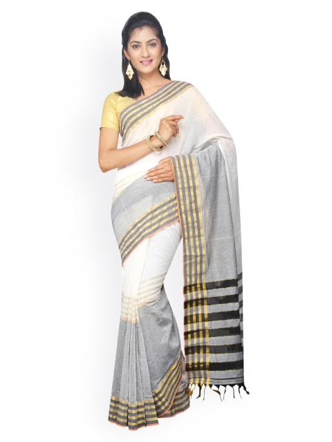 

Pavechas White & Grey Mangalagiri Cotton Traditional Saree