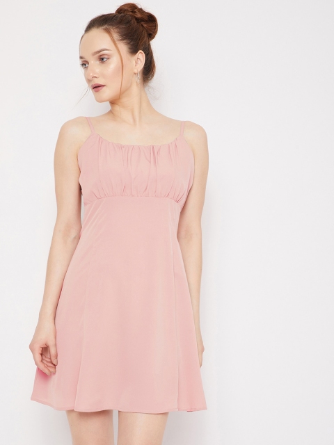 

Berrylush Women Pink Crepe A-Line Mini Dress
