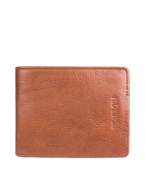 

Hidesign Men Tan Textured Leather Two Fold Wallet